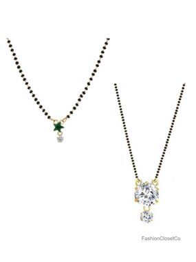 Indian Mangalsutra Necklace Set of 2 Black Beads